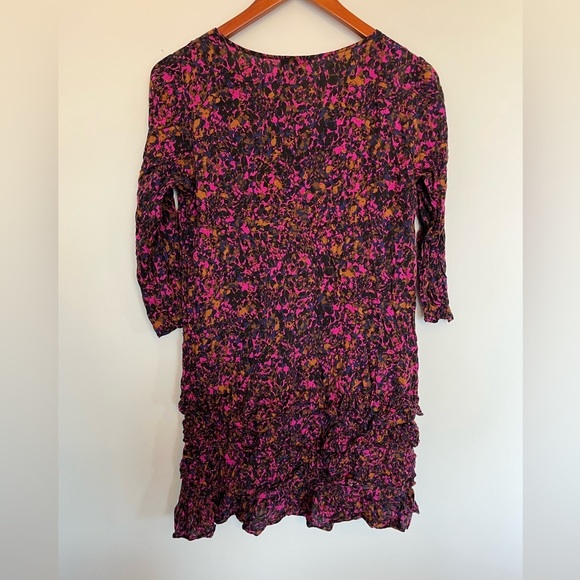 Axara Paris Floral Ruffle Dress Pink Purple Black Size 42 - Picture 6 of 6